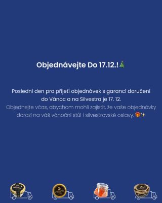 Poşlední den pro přijetí objednávek s garancí doručení do Vánoc a na Silvestra je 17. 12. Objednejte včas, abychom mohli...