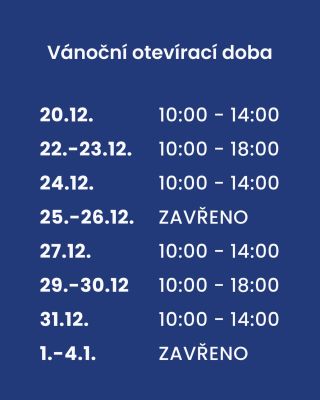Otevírací doba o Vánocích 2025 🎄 Vánoční období je ideálním časem pro výběr dárků i pro sváteční nákupy na poslední...